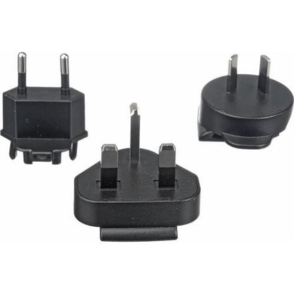 Three international snap-on plug adapters included with the Blackmagic Design 12V10W power supply