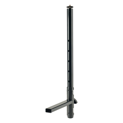 18817 universal keyboard stand holder front view showing perforated upright tube, rectangular side arm and threaded top stud, K&M