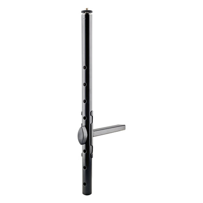 18817 universal keyboard stand holder side view showing clamp knob, adjustment holes and rectangular arm, K&M