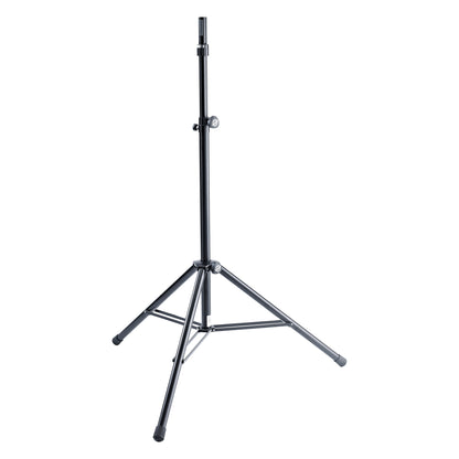 21467 tripod speaker stand full view with clamp knob on the middle tube and rubber-tipped legs spread, K&M