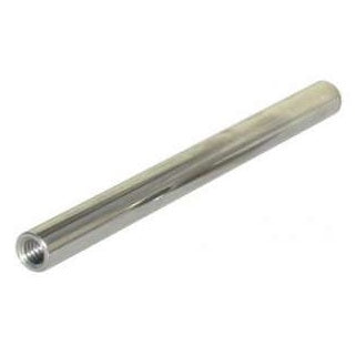26311 threaded antenna mount adapter for ALP700 angled view showing polished metal cylindrical body with internal threaded bore at one end, Lectrosonics