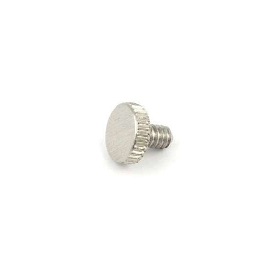 26862 thumb screw for SM transmitter belt clips, angled product shot showing knurled silver metal head and short threaded shank, Lectrosonics