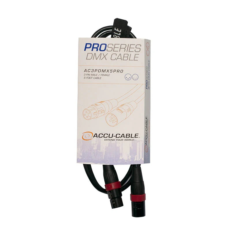 Accu-Cable AC3PDMX PRO Series 3-Pin Male to Female DMX Cable
