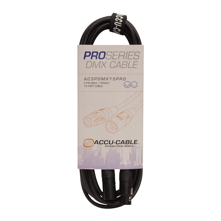 Accu-Cable AC3PDMX PRO 3-Pin Male to Female DMX Cable
