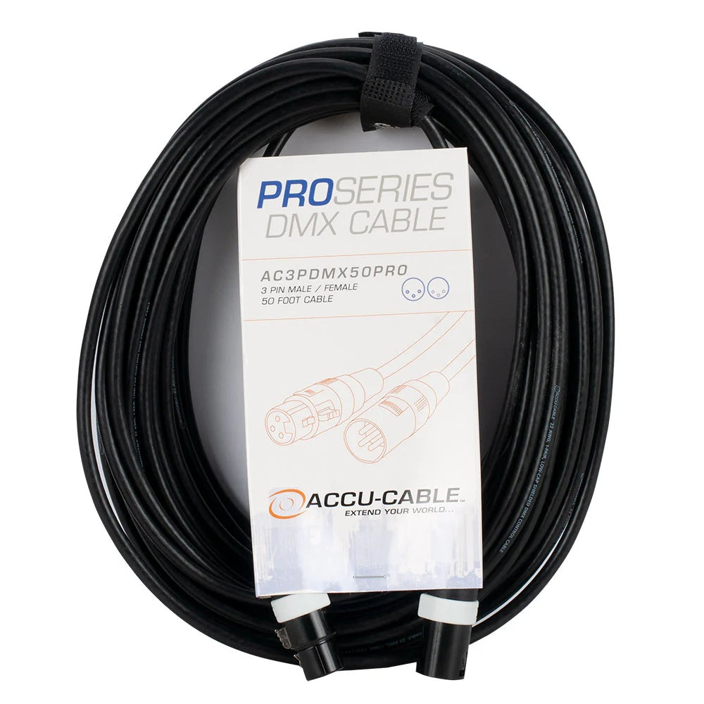 Accu-Cable AC3PDMX PRO Series 3-Pin Male to Female DMX Cable