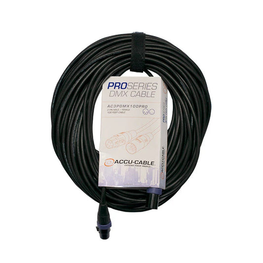 Accu-Cable AC3PDMX PRO 3-Pin Male to Female DMX Cable | Length: 100 feet