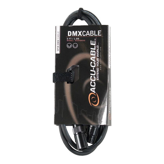 Accu-Cable AC5PDMX 5-Pin Male to 5-Pin Female DMX Cable 25ft