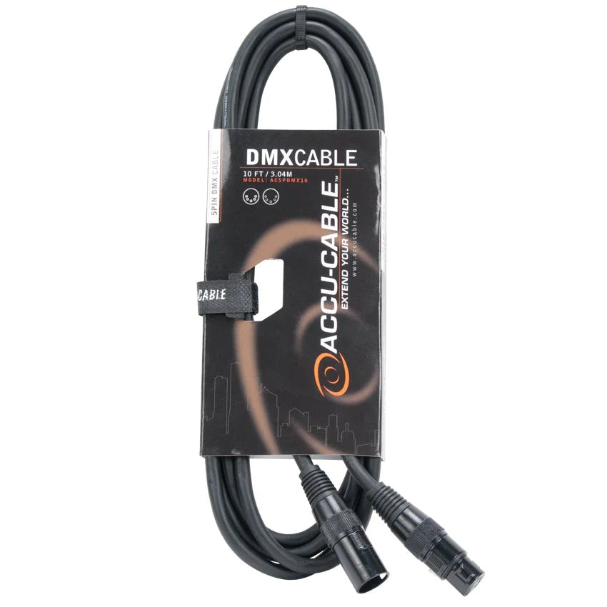 Accu-Cable AC5PDMX 5-Pin Male to 5-Pin Female DMX Cable | 10ft