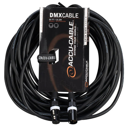 Accu-Cable AC5PDMX 5-Pin Male to 5-Pin Female DMX Cable | 50 feet