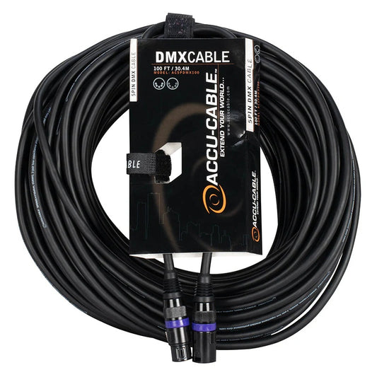 Accu-Cable AC5PDMX 5-Pin Male to 5-Pin Female DMX Cable | 100 feet