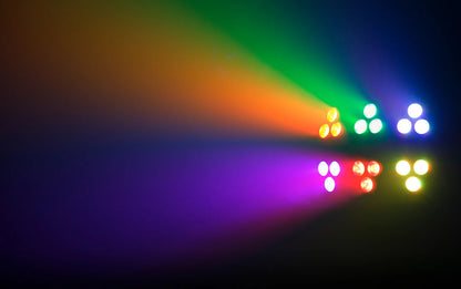 Chauvet DJ Wash FX 2 RGB+UV LED, one fixture set to multiple colors