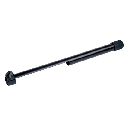 21445 leveling leg alternate angle showing clamp with wing screw on the left and ribbed rubber foot on the right, K&M