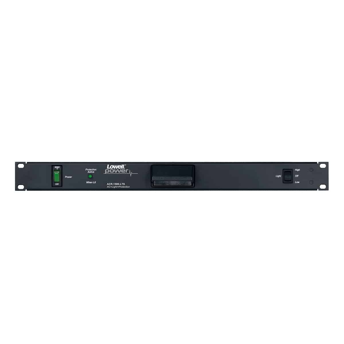 Lowell Rackmount Power Distribution Unit 1U AC Power Strip | 6 Outlets | 15A | Hooded Light, Surge Suppression