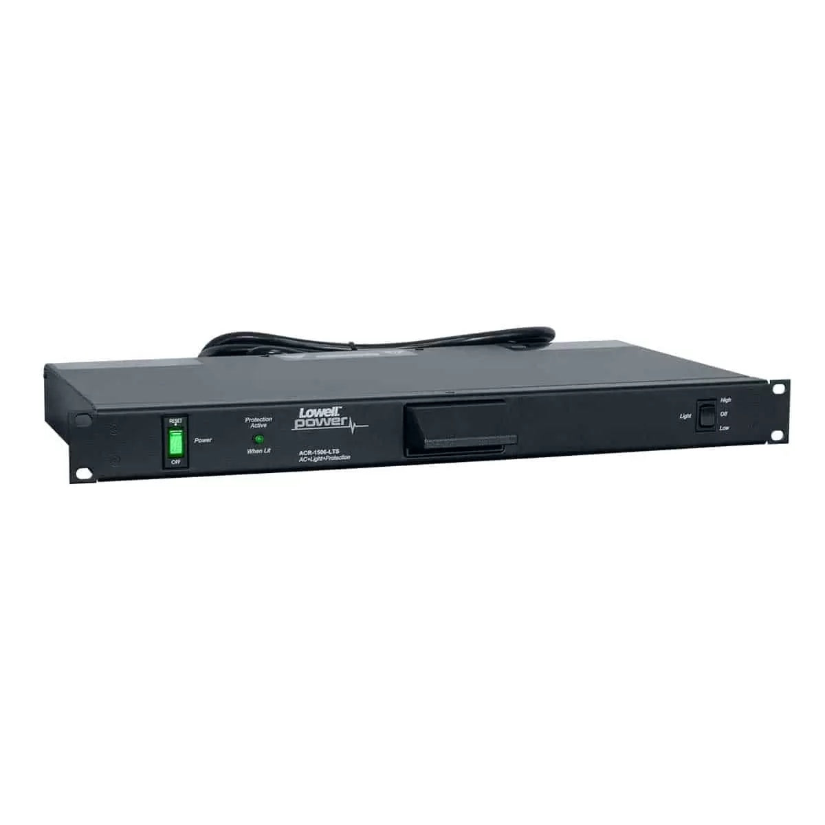 Lowell Rackmount Power Distribution Unit 1U AC Power Strip | 6 Outlets | 15A | Hooded Light, Surge Suppression