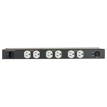 Lowell Rackmount Power Distribution Unit 1U AC Power Strip | 7 Outlets | 15A | Gooseneck Lights