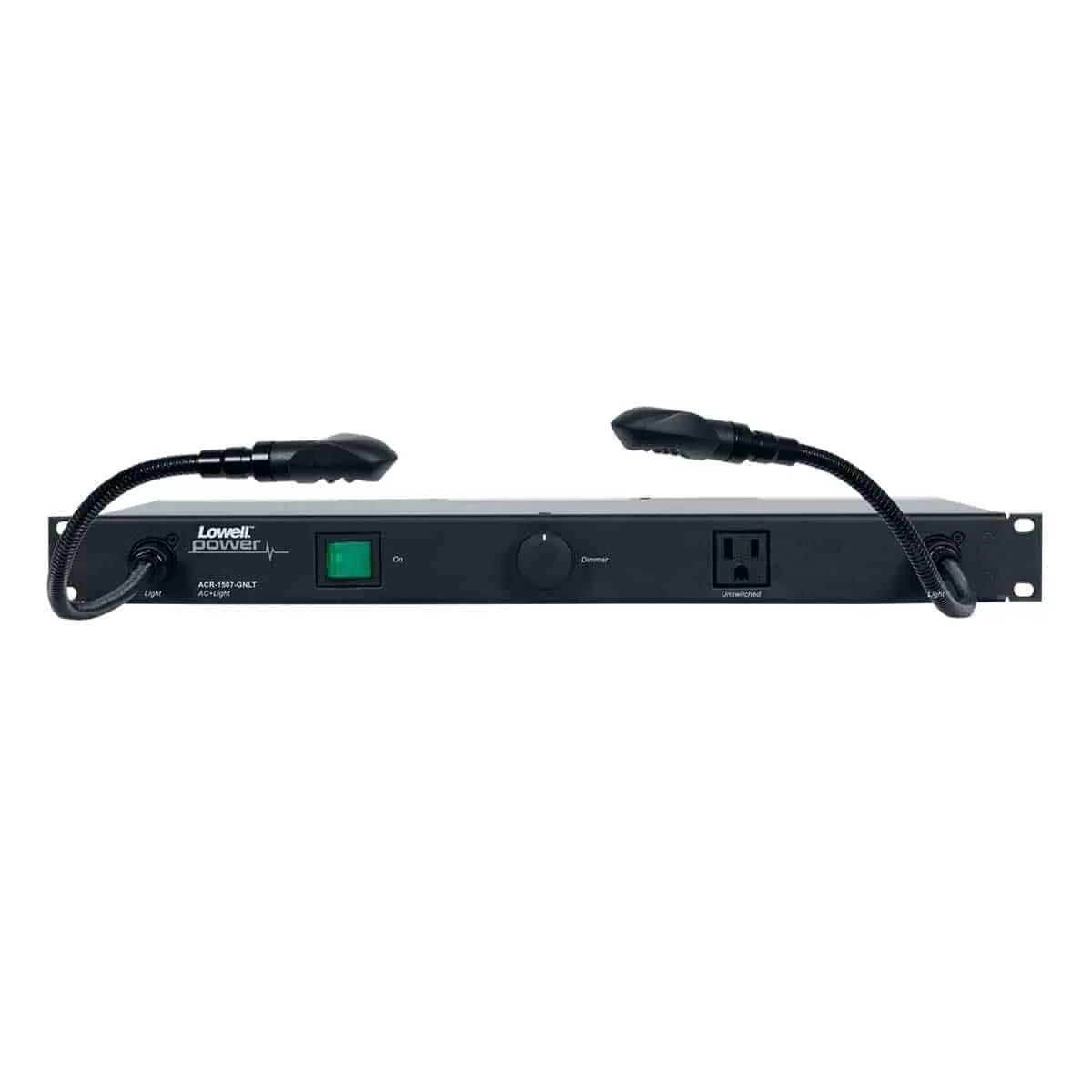 Lowell Rackmount Power Distribution Unit 1U AC Power Strip | 7 Outlets | 15A | Gooseneck Lights