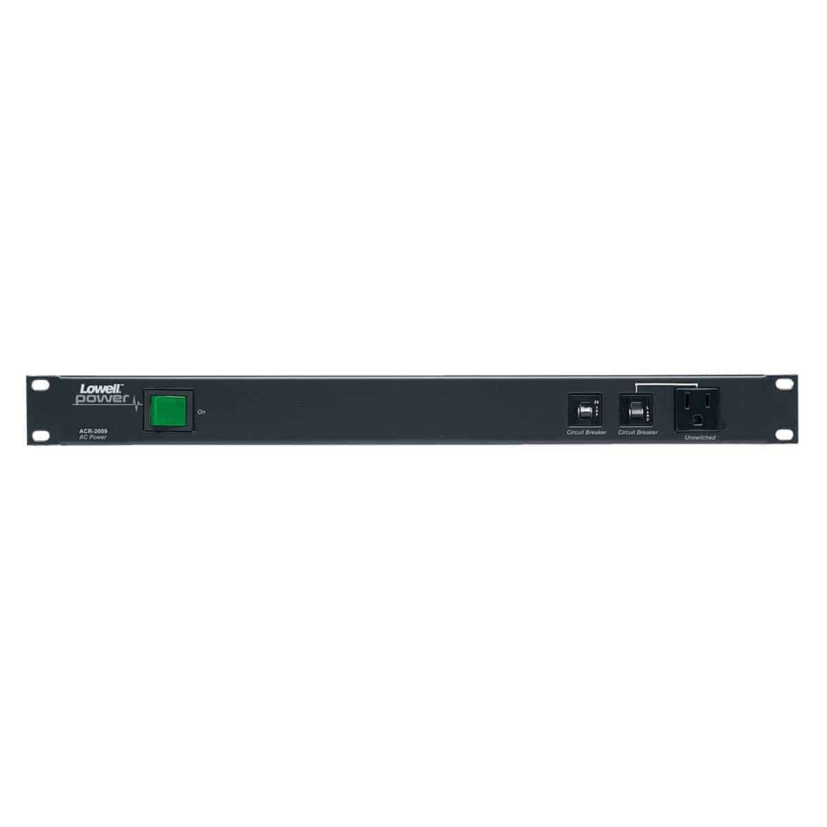 Lowell Rackmount Power Distribution Unit 1U AC Power Strip | 9 Outlets | 20A | Dual Circuit Breakers