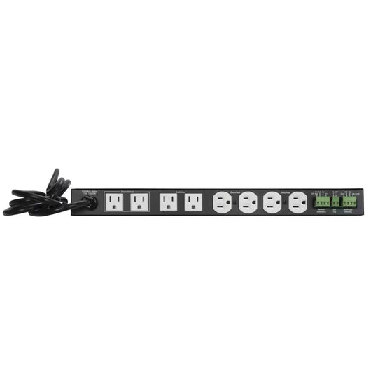Lowell Rackmount Power Distribution Unit 1U AC Power Strip | 8 Outlets | 15A | Remote Control, Surge Suppression