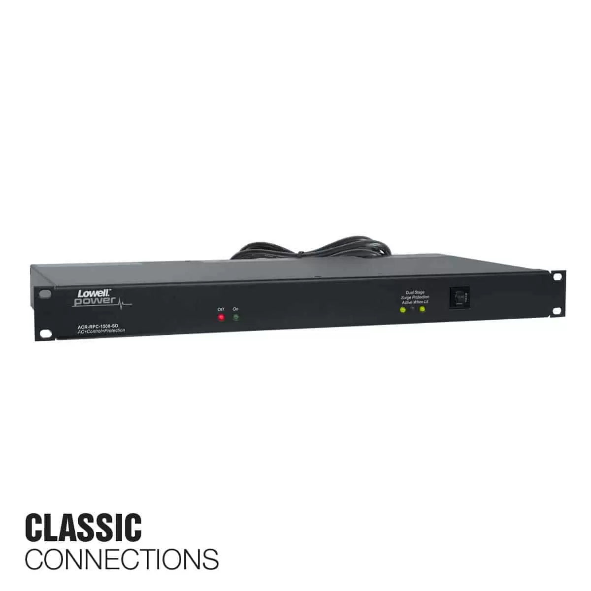 Lowell Rackmount Power Distribution Unit 1U AC Power Strip | 8 Outlets | 15A | Remote Control, Surge Suppression