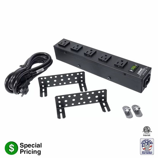Lowell ACS-1505-SW 12" Rack Power Strip With Switch | 5 Outlets