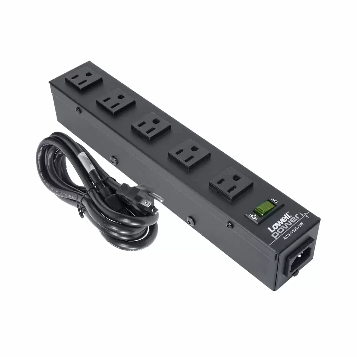 Lowell ACS-1505-SW 12" Rack Power Strip With Switch | 5 Outlets