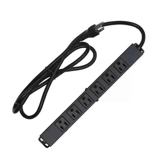 Lowell ACS-1506-WW 12" Power Strip With 6 Wide-Spaced Outlets