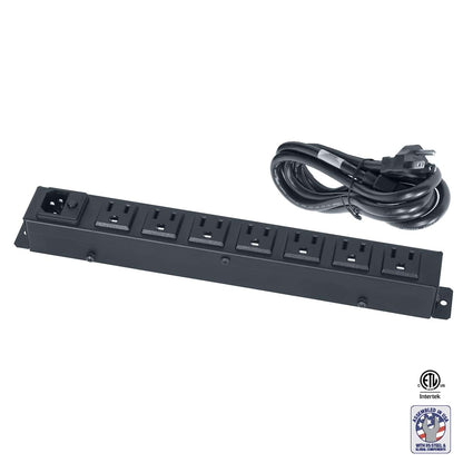 Lowell ACS-1507 12" Rackmount Power Strip With 7 Outlets