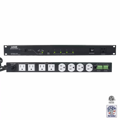Lowell Rackmount Power Distribution Unit 1U AC Power Strip | 9 Outlets | 15A | 4-Step Sequencer, Remote Control