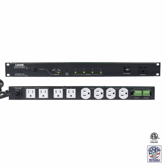 Lowell Rackmount Power Distribution Unit 1U AC Power Strip | 9 Outlets | 15A | 4-Step Sequencer, Remote Control