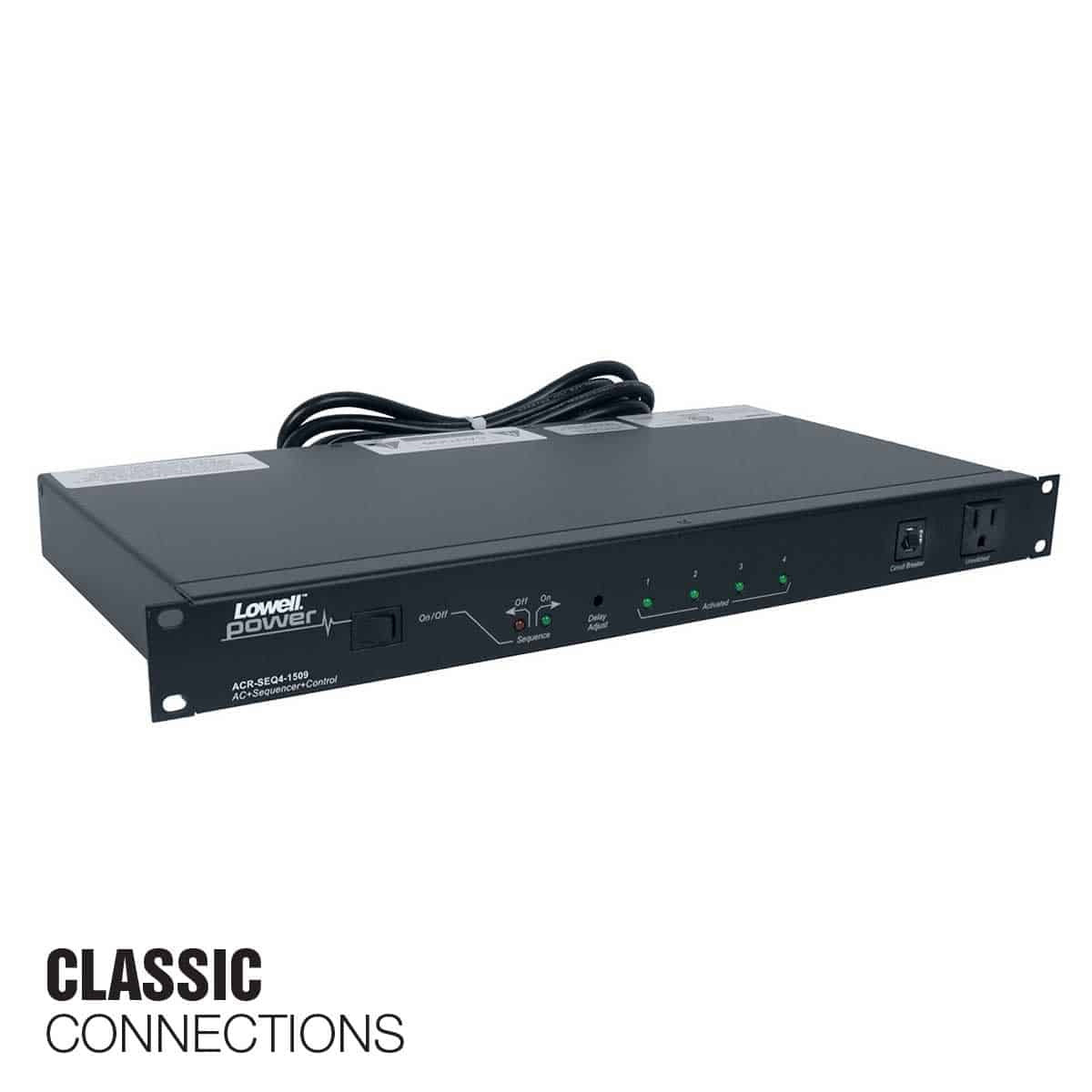 Lowell Rackmount Power Distribution Unit 1U AC Power Strip | 9 Outlets | 15A | 4-Step Sequencer, Remote Control