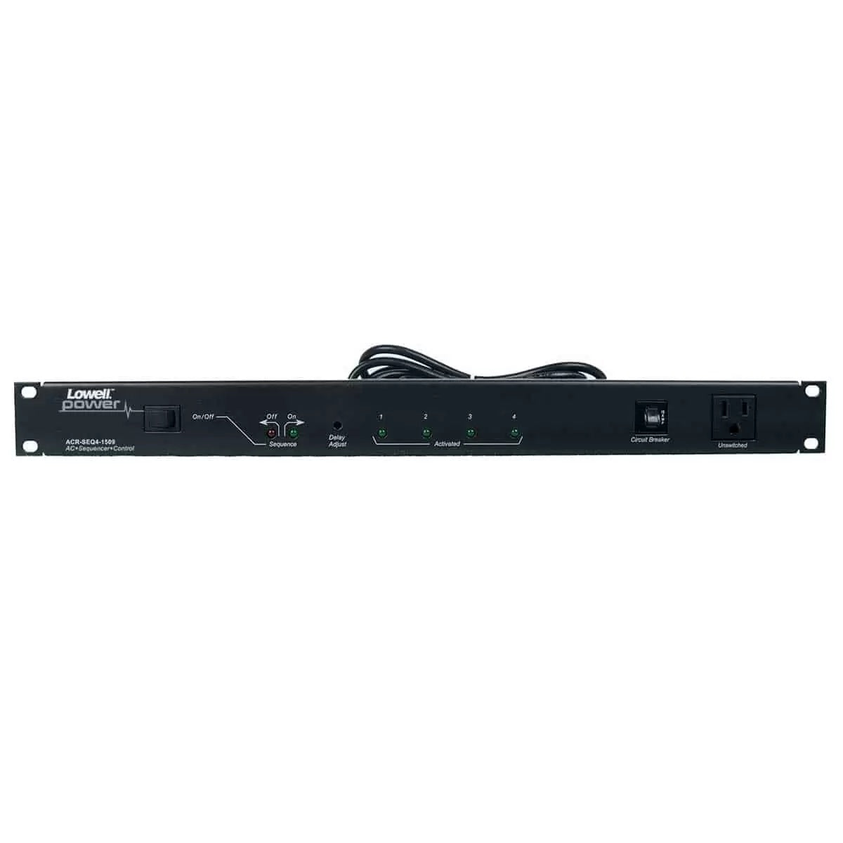 Lowell Rackmount Power Distribution Unit 1U AC Power Strip | 9 Outlets | 15A | 4-Step Sequencer, Remote Control