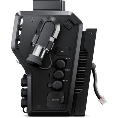 Blackmagic Design Camera Fiber Converter side view with USB, SDI in and out, REF OUT, and Ethernet ports
