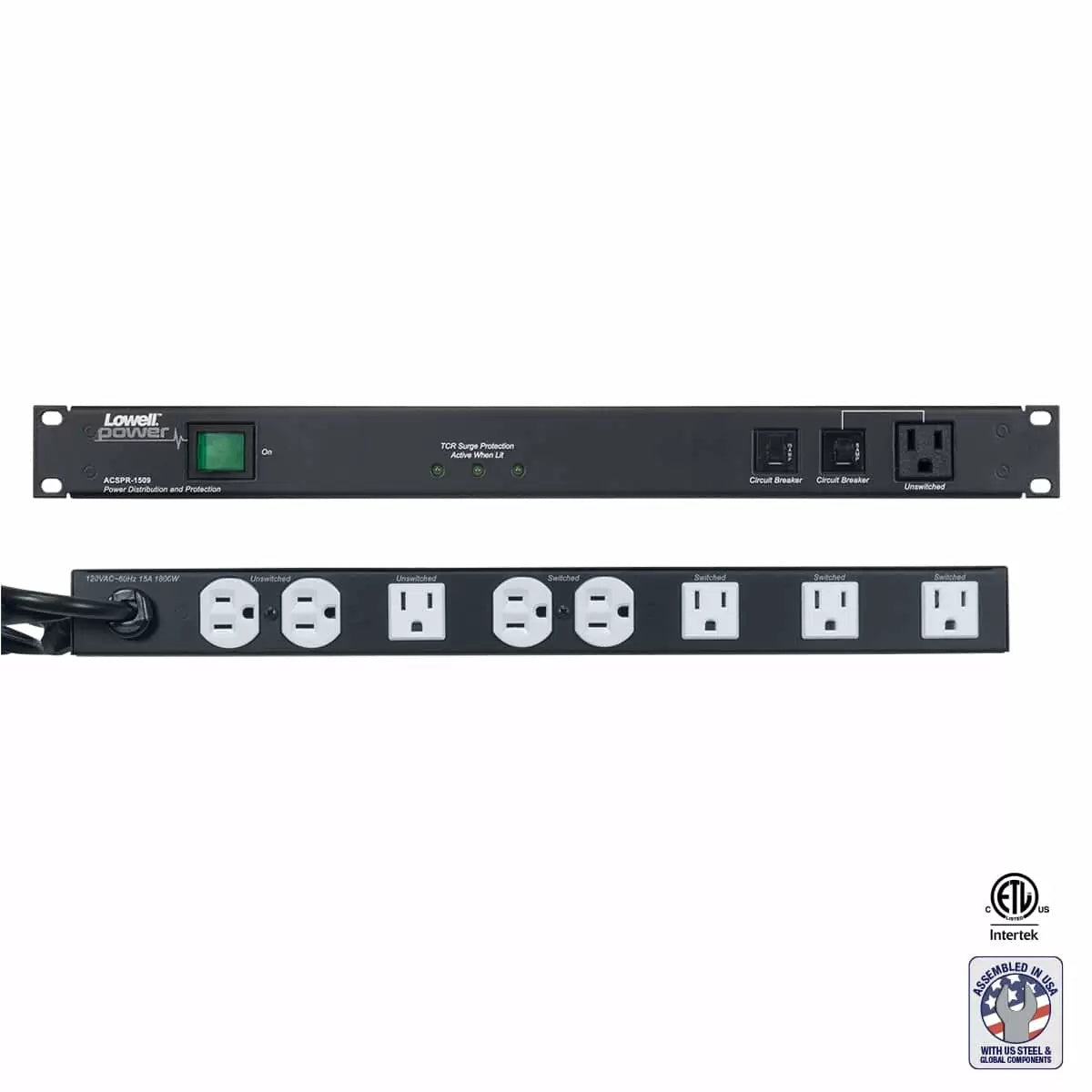 Lowell ACSPR-1509 9-Outlet Rack PDU With Advanced Surge Suppression