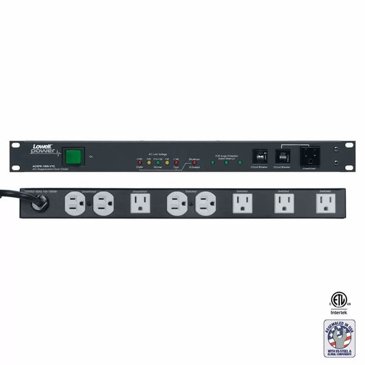 Lowell ACSPR-1509-VTE 9-Outlet Rack PDU With Surge And Voltage Protection