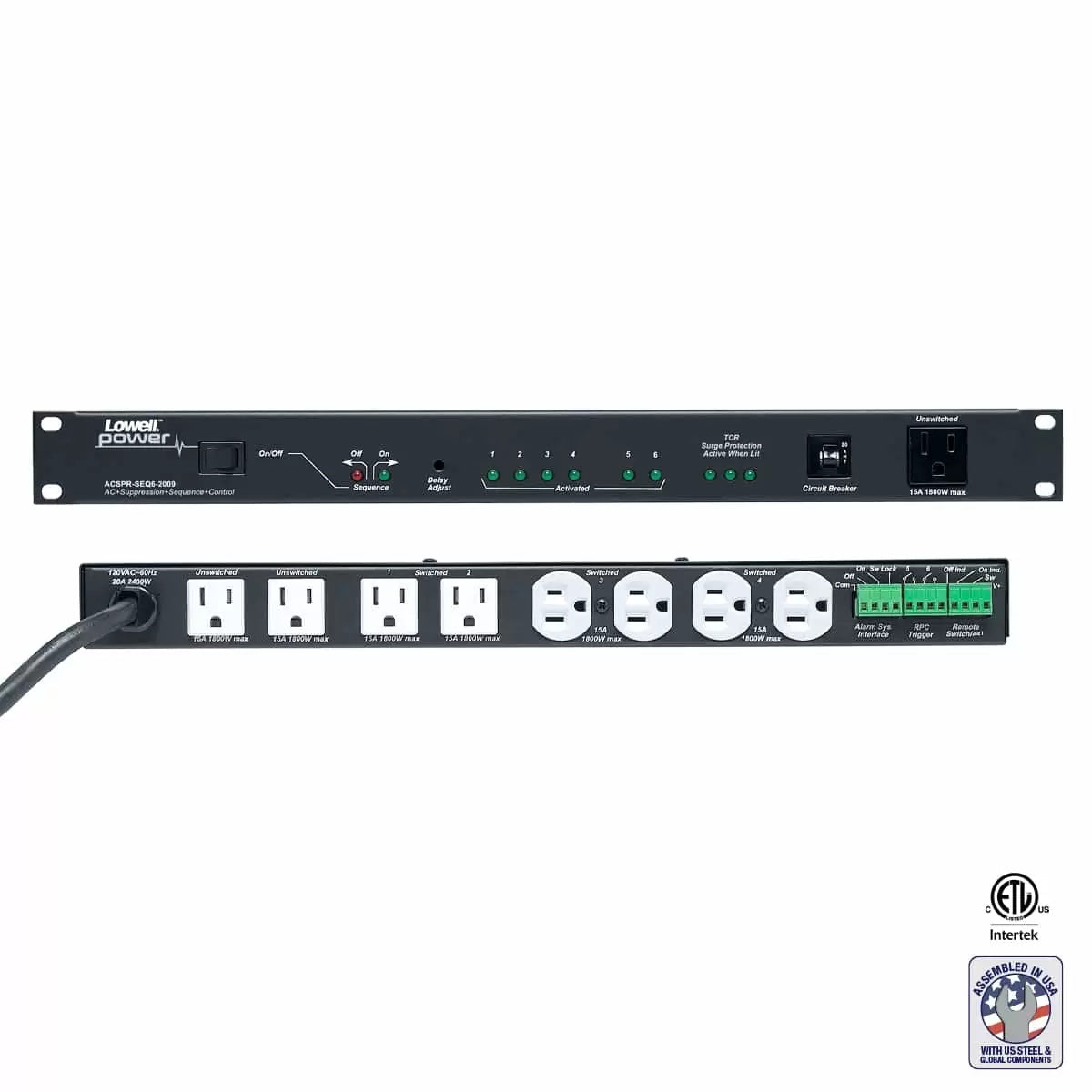 Lowell ACSPR-SEQ6-2009 20A Rack PDU With Sequencer and Surge Protection