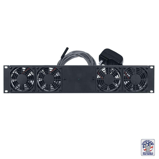 Lowell FDC4-2T 2U Rack Fan Panel With Thermostat Control