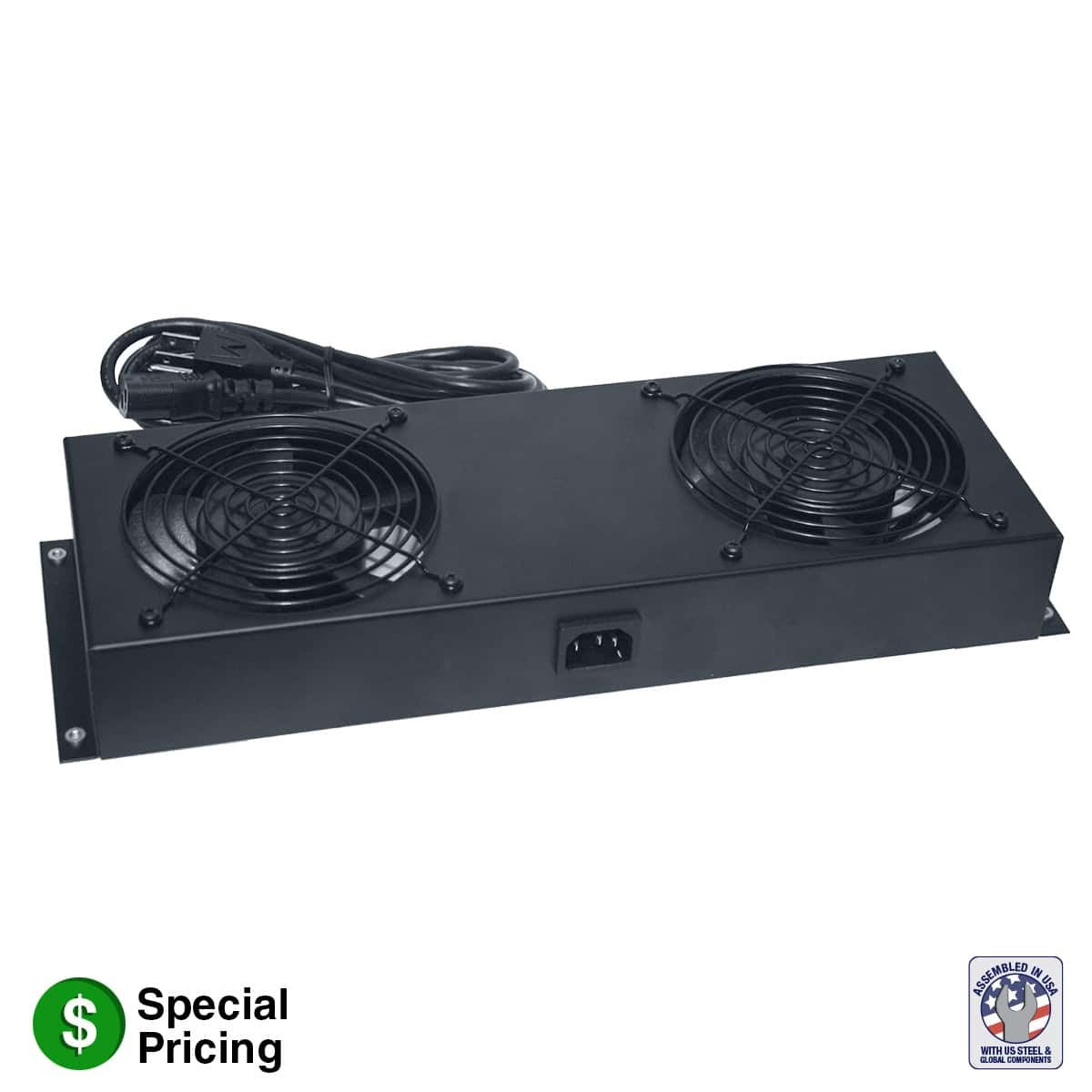 Lowell Rack Panels with 2 Whisper Fans And Rear Door Mount For Lowell Racks | Standard Cord