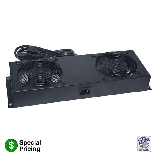 Lowell Rack Panels with 2 Whisper Fans And Rear Door Mount For Lowell Racks | Standard Cord