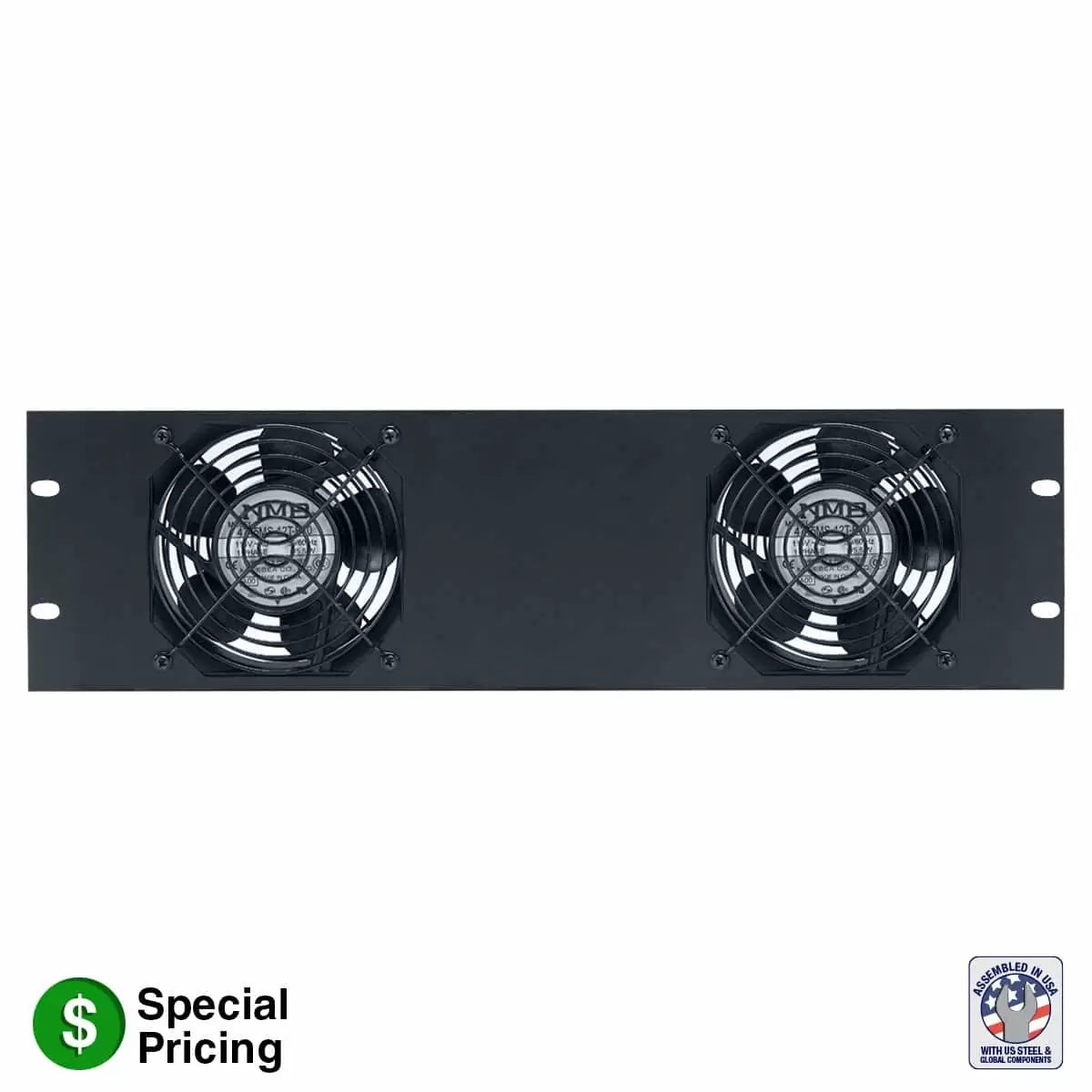 Lowell FW Series Rack Panel with Whisper Fans 19" Steel Panel | 4 Fans | Standard Cord