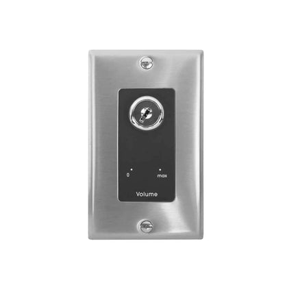 Lowell KL100 100W Mono Volume Control with Key Switch | Stainless Steel & Black | No Bypass