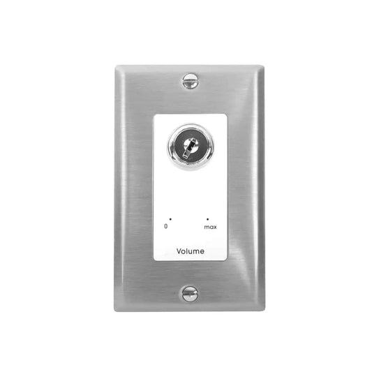Lowell KL100 100W Mono Volume Control with Key Switch | Stainless Steel & White | No Bypass
