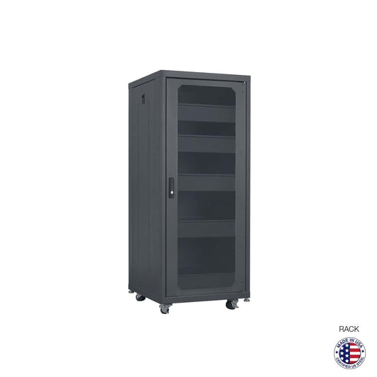 Lowell LCDR Series Designer AV Rack Tempered Glass Door | 27U