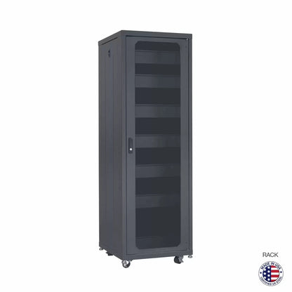 Lowell LCDR Series Designer AV Rack Tempered Glass Door | 35U