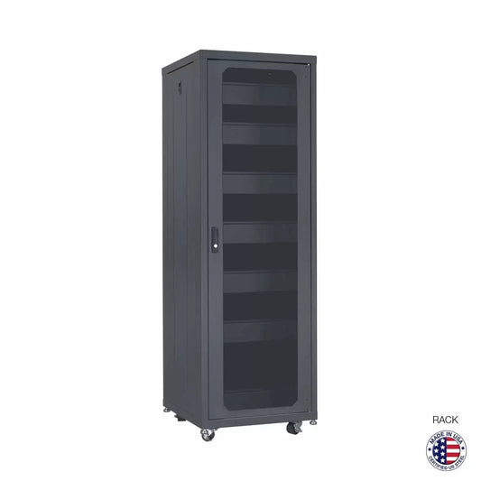 Lowell LCDR Series Designer AV Rack Tempered Glass Door | 35U