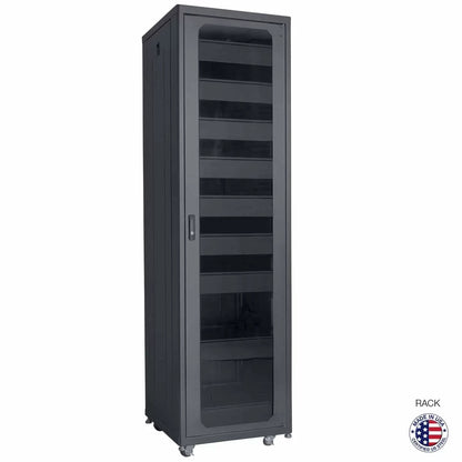 Lowell LCDR Series Designer AV Rack Tempered Glass Door | 42U