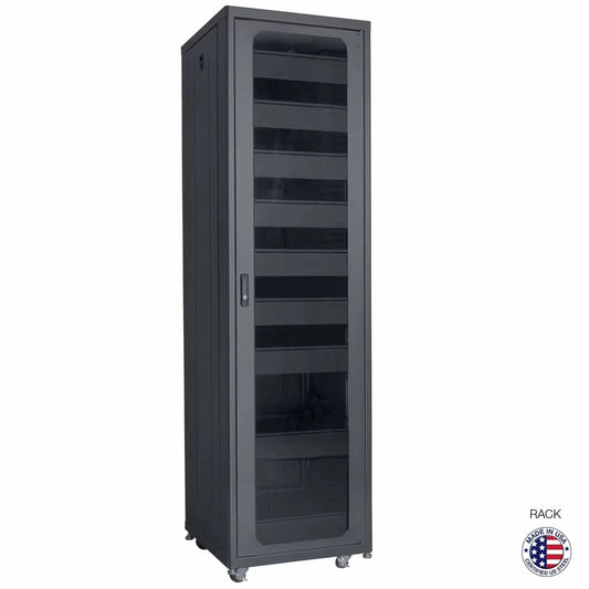 Lowell LCDR Series Designer AV Rack Tempered Glass Door | 42U