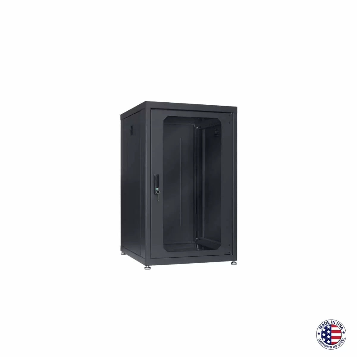 Lowell LDR Designer AV Rack With Tempered Glass Door | 24" | 18U