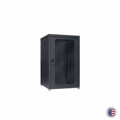 Lowell LDR Designer AV Rack With Tempered Glass Door | 24" | 18U