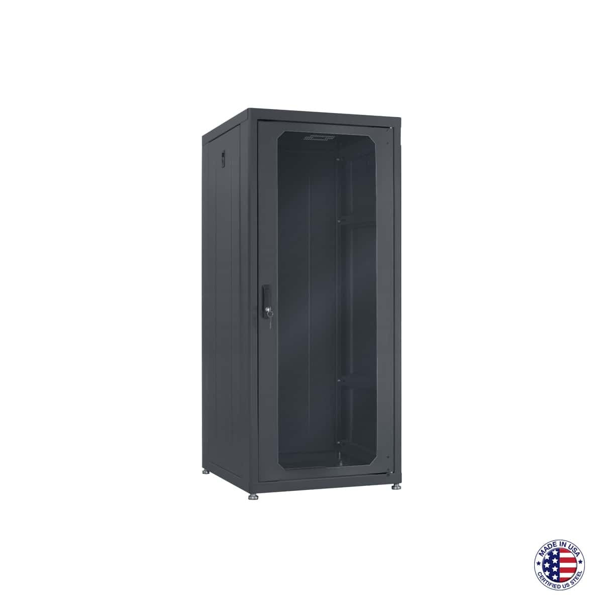 Lowell LDR Designer AV Rack With Tempered Glass Door | 27U