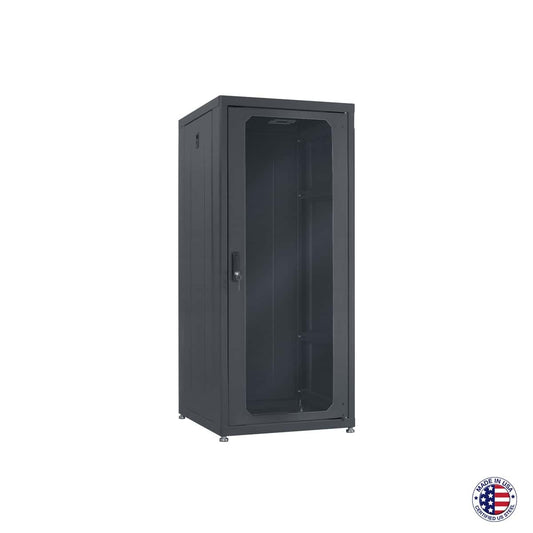 Lowell LDR Designer AV Rack With Tempered Glass Door | 27U